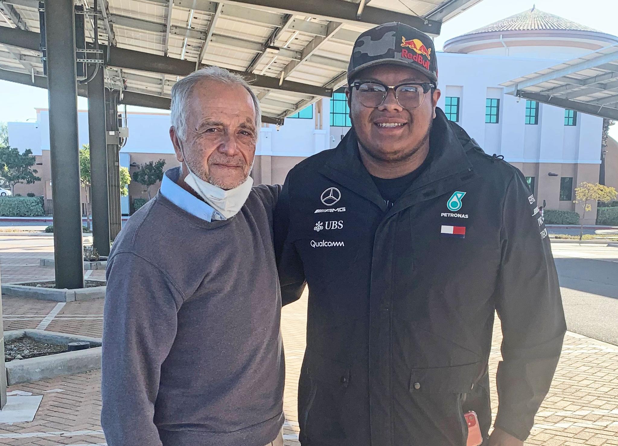 Steven Nava and Mr. V meet in parking lot