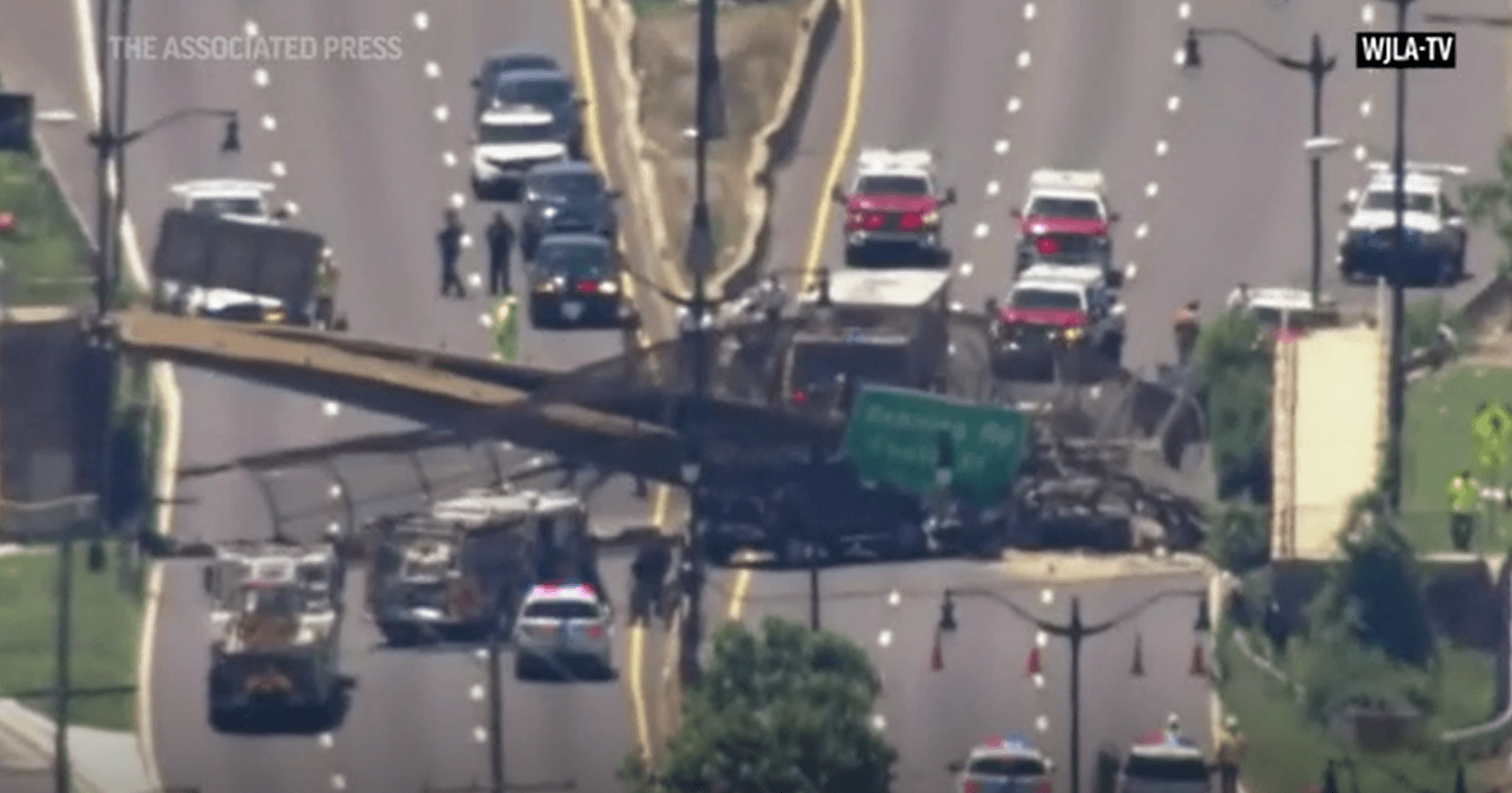 5 people were taken to the hospital when a pedestrian bridge collapsed over a highway in the nation’s capital, expecting to snarl traffic for hours. The accident happened just before noon on Wednesday along Interstate 295 in Northeast Washington.