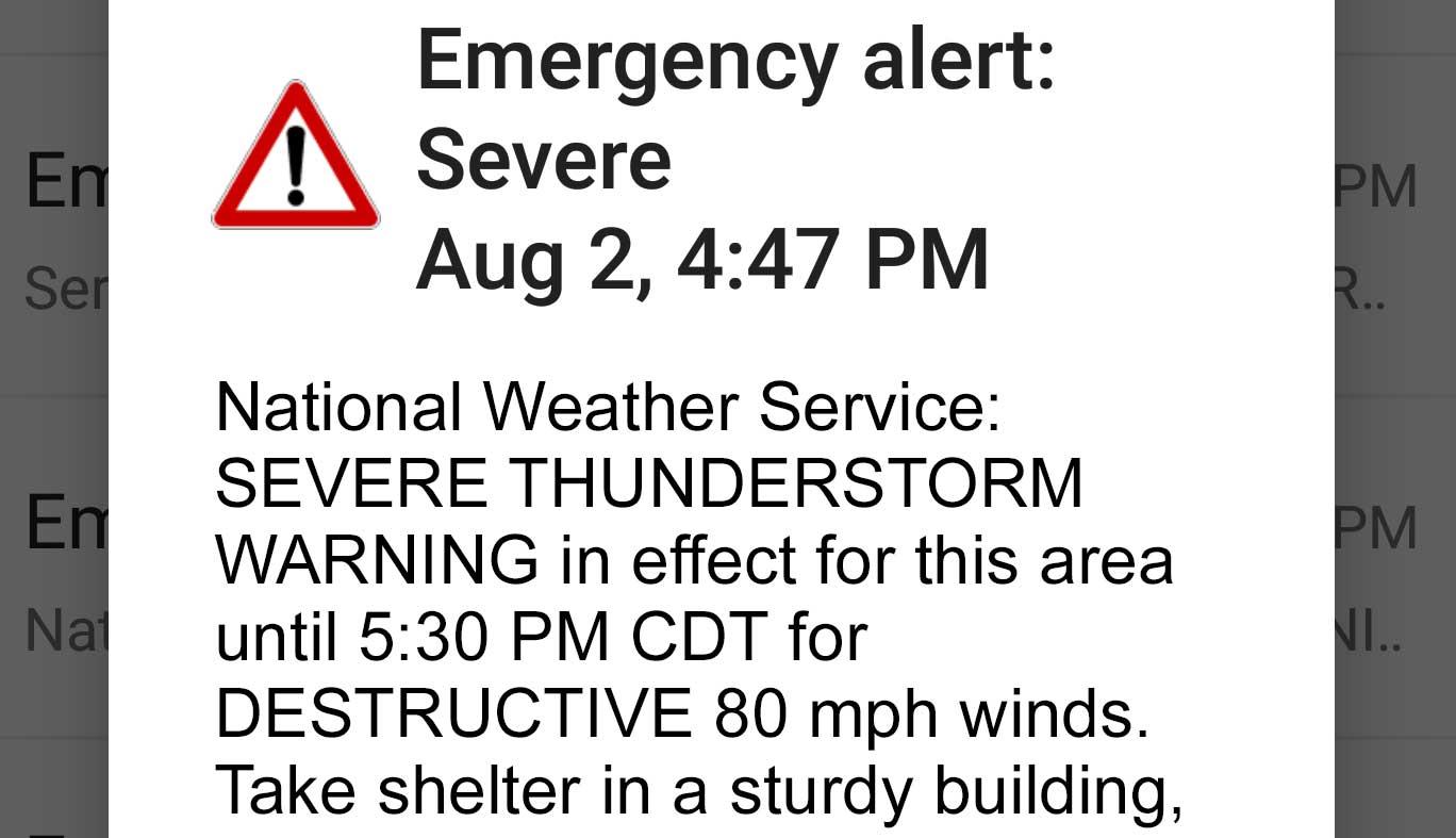 Mock alert from National Weather Service