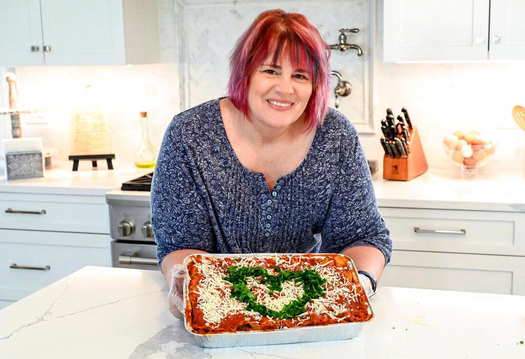lady with lasagna