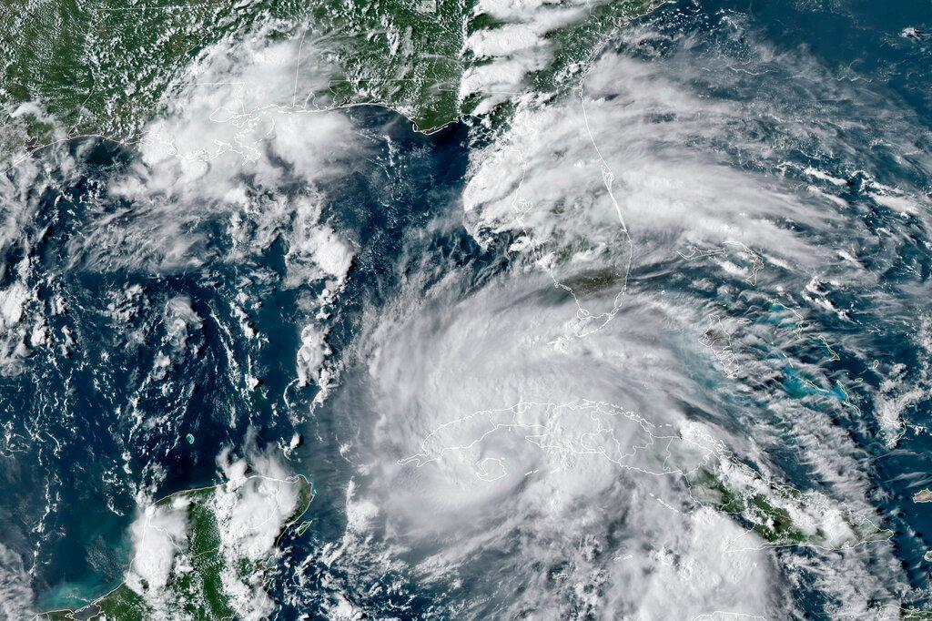 Satellite image Hurricane crossing western Cuba