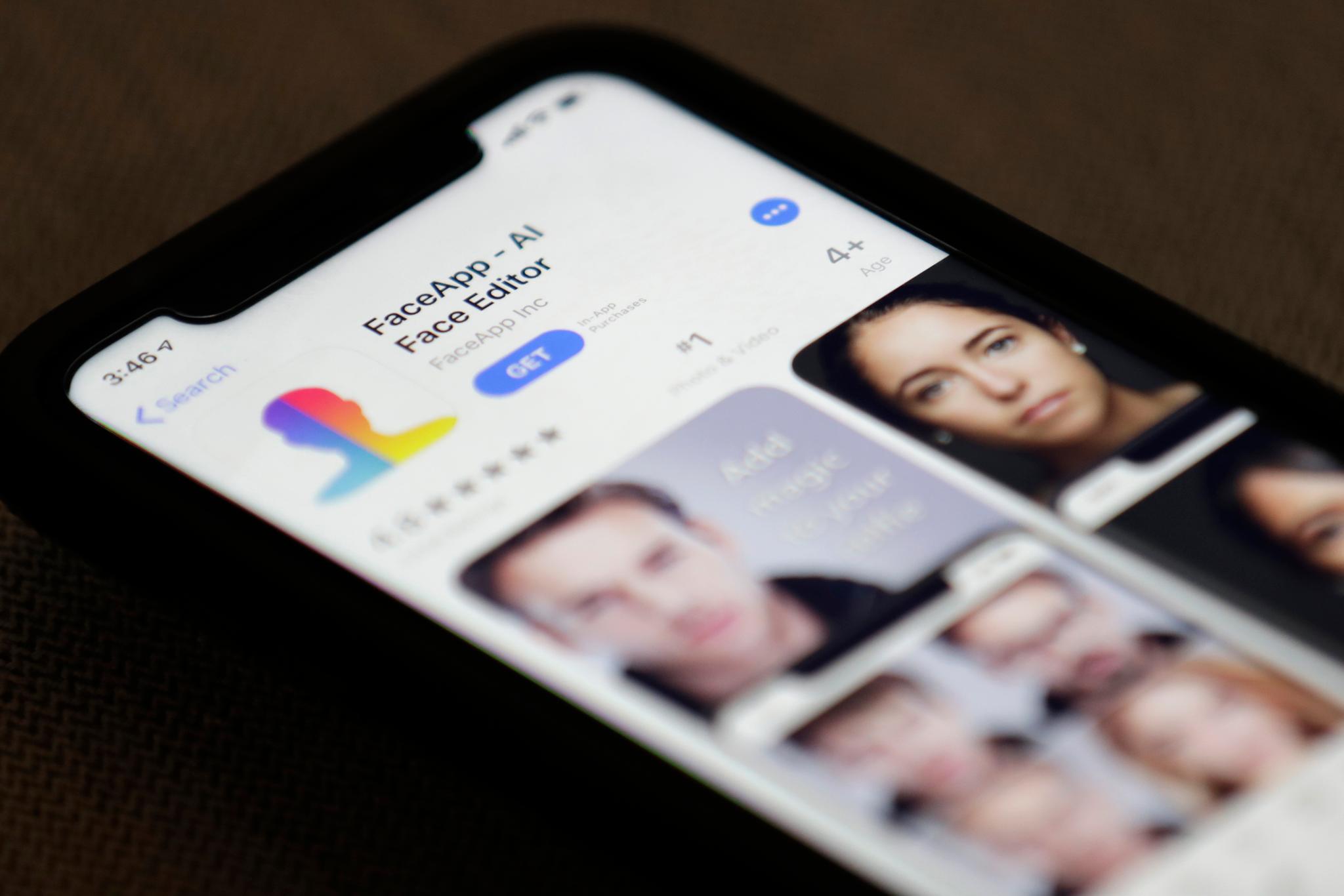 FaceApp displayed on an iPhone