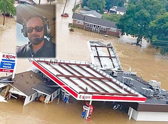 Joel and flooded gas station below