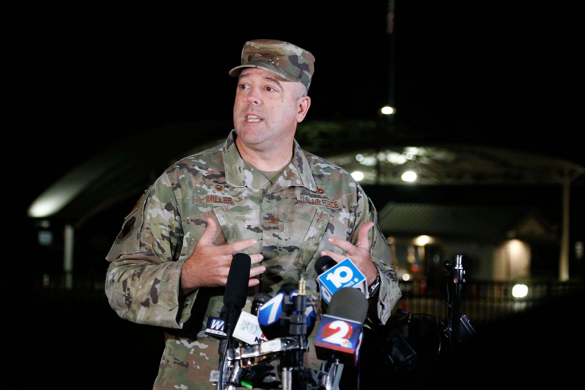 Colonel Patrick MIller answers questions after a lockdown
