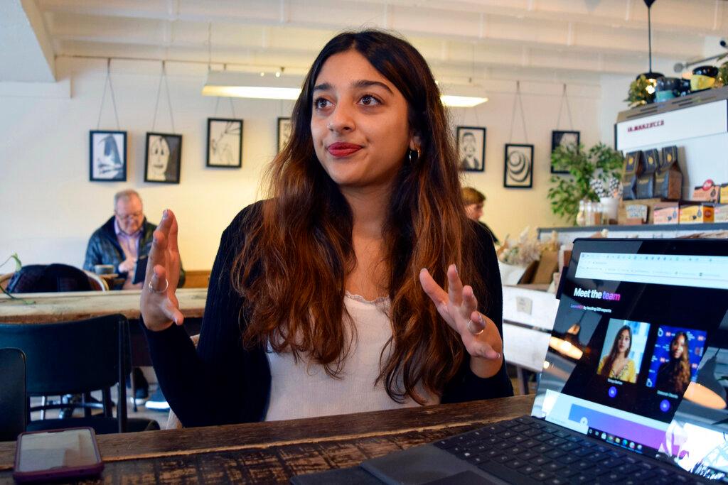 Woman on remote video call 