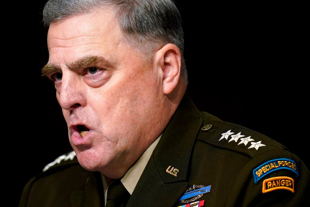 Chairman of the Joint Chiefs of Staff Gen. Mark Milley speaks during a Senate Armed Services Committee hearing on the conclusion of military operations in Afghanistan