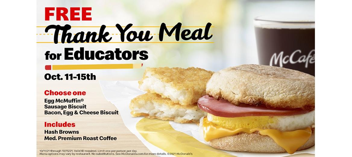 Free meals for teachers