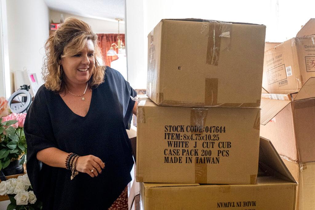 woman with boxes