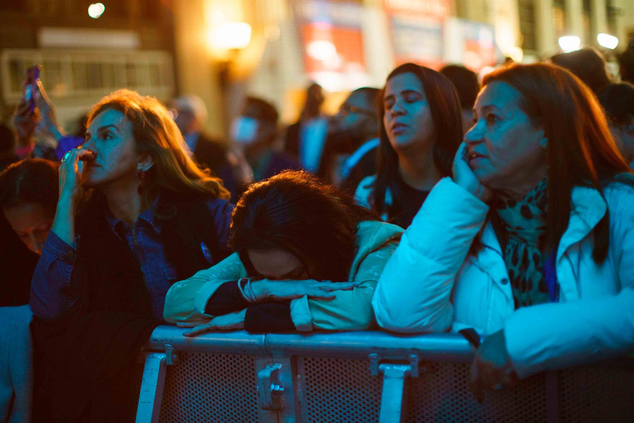 Supporters of New Jersey Gov. Phil Murphy wait for the final results at the election night party in Asbury Park, N.J. on Tuesday, Nov. 2, 2021.