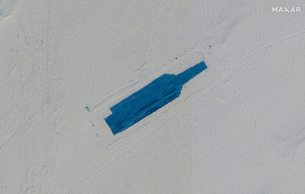 Satellite images appear to show China has built mock-ups of U.S. Navy aircraft carriers and destroyers in its northwestern desert