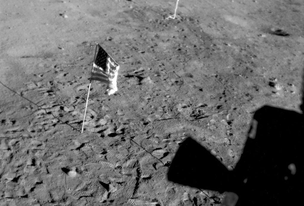 American Flag on Moon Surface 