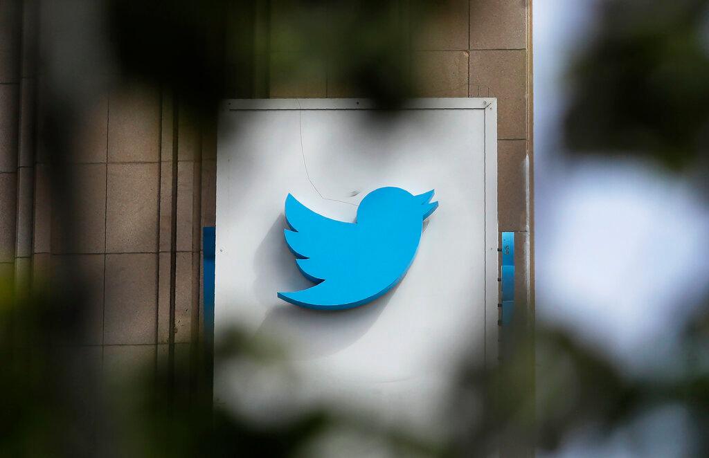 A sign outside of the Twitter office building in San Francisco