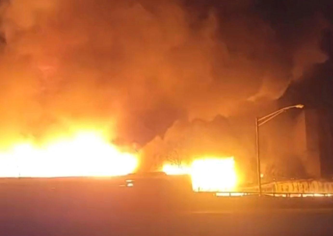 a fire near a New Jersey chemical plant