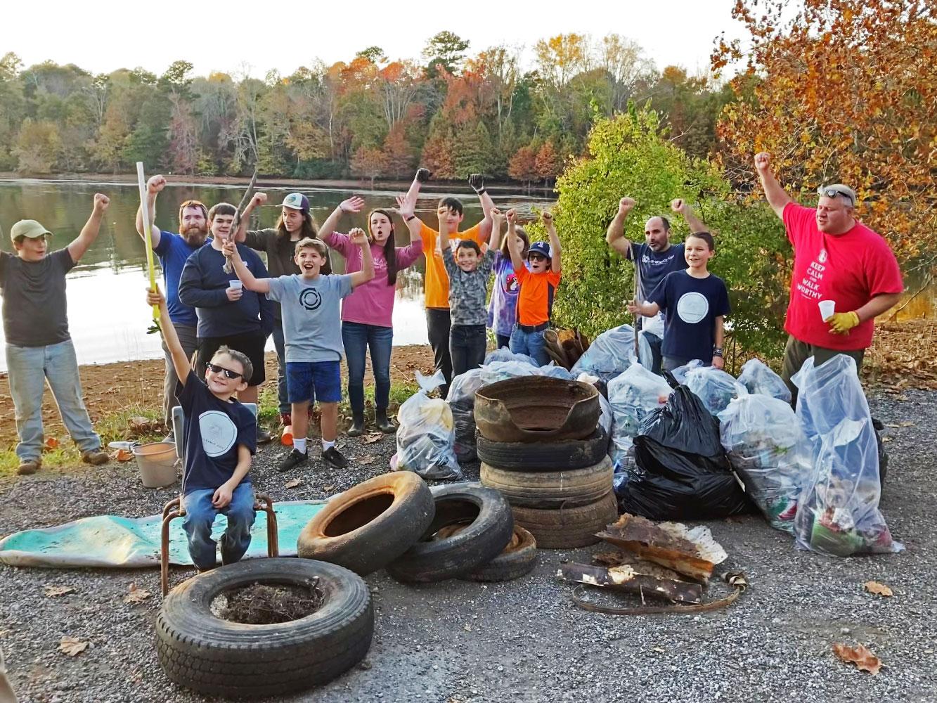 River cleanup team