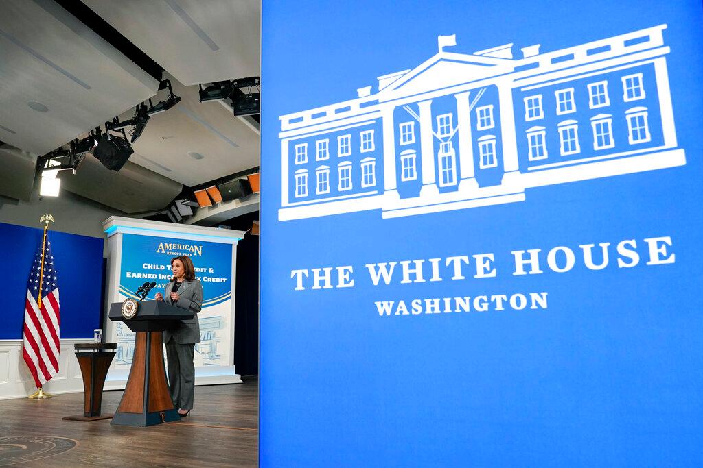 Vice President Kamala Harris delivers remarks encouraging Americans to take advantage of tax credits, including the expanded Child Tax Credit