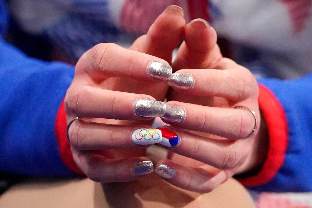 Finger nails painted for Olympic Games 