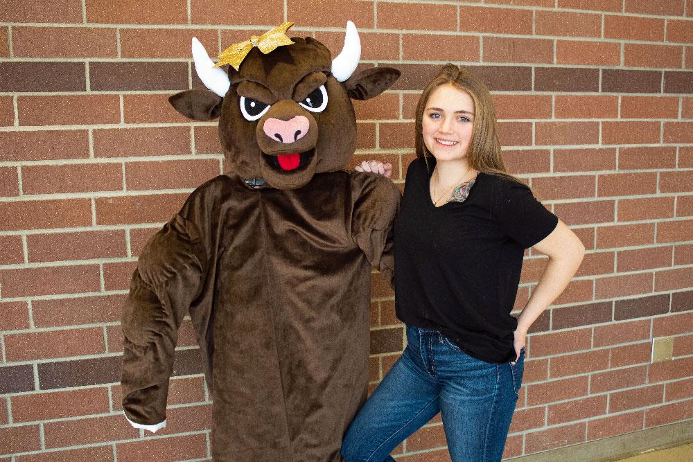 Nevaeh was even instrumental in getting a female mascot named 'Tina the Bison' to pair with the school’s male mascot, 'Tyson' 