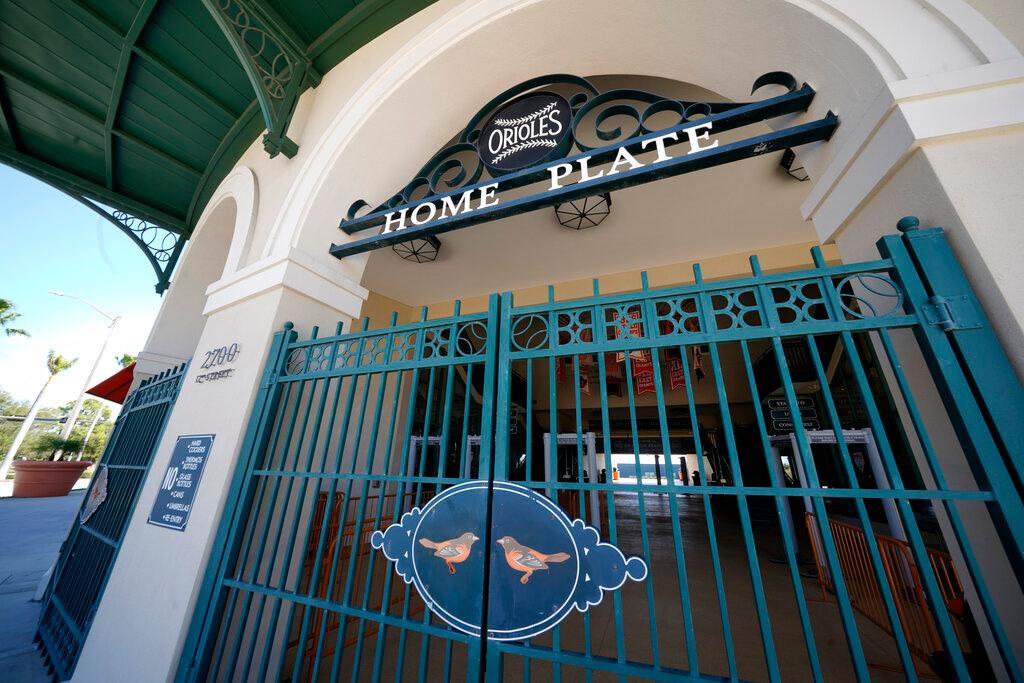 Locked gate at spring home of the Baltimore Orioles