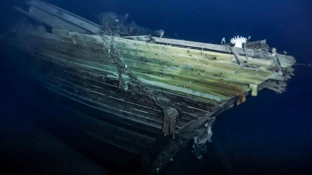 the bow of the wreck of Endurance, polar explorer's Ernest Shackleton's ship