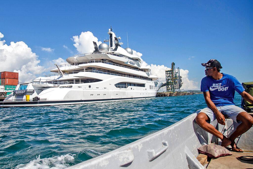 The superyacht Amadea where it is docked at the Queens Wharf in Lautoka, Fiji