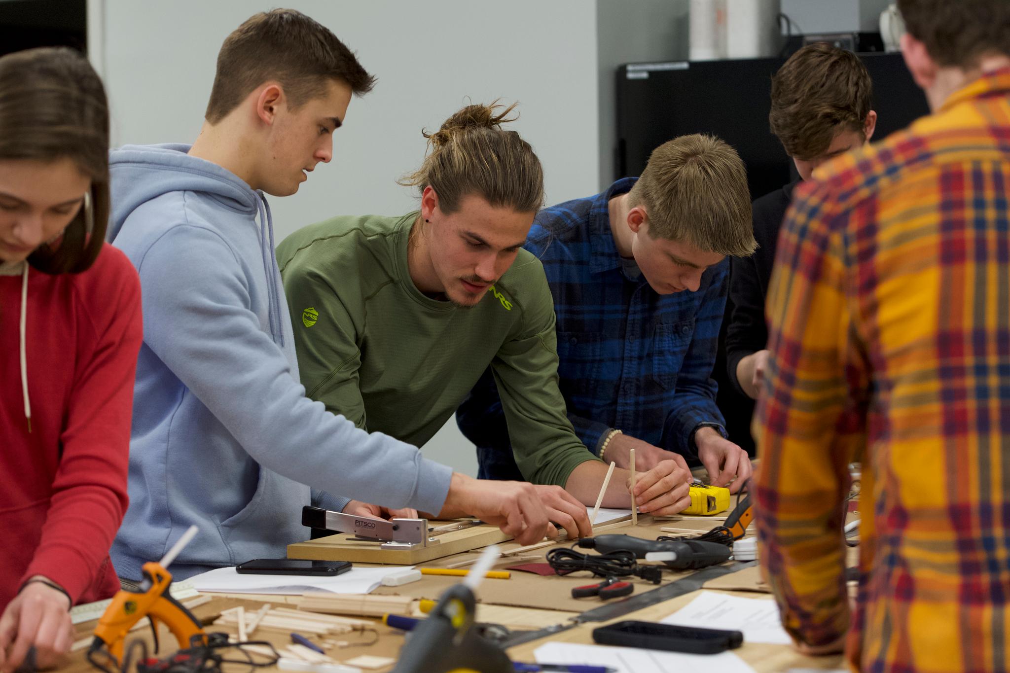 Cedarville U. Civil Engineering students work in the new Civil Engineering Center