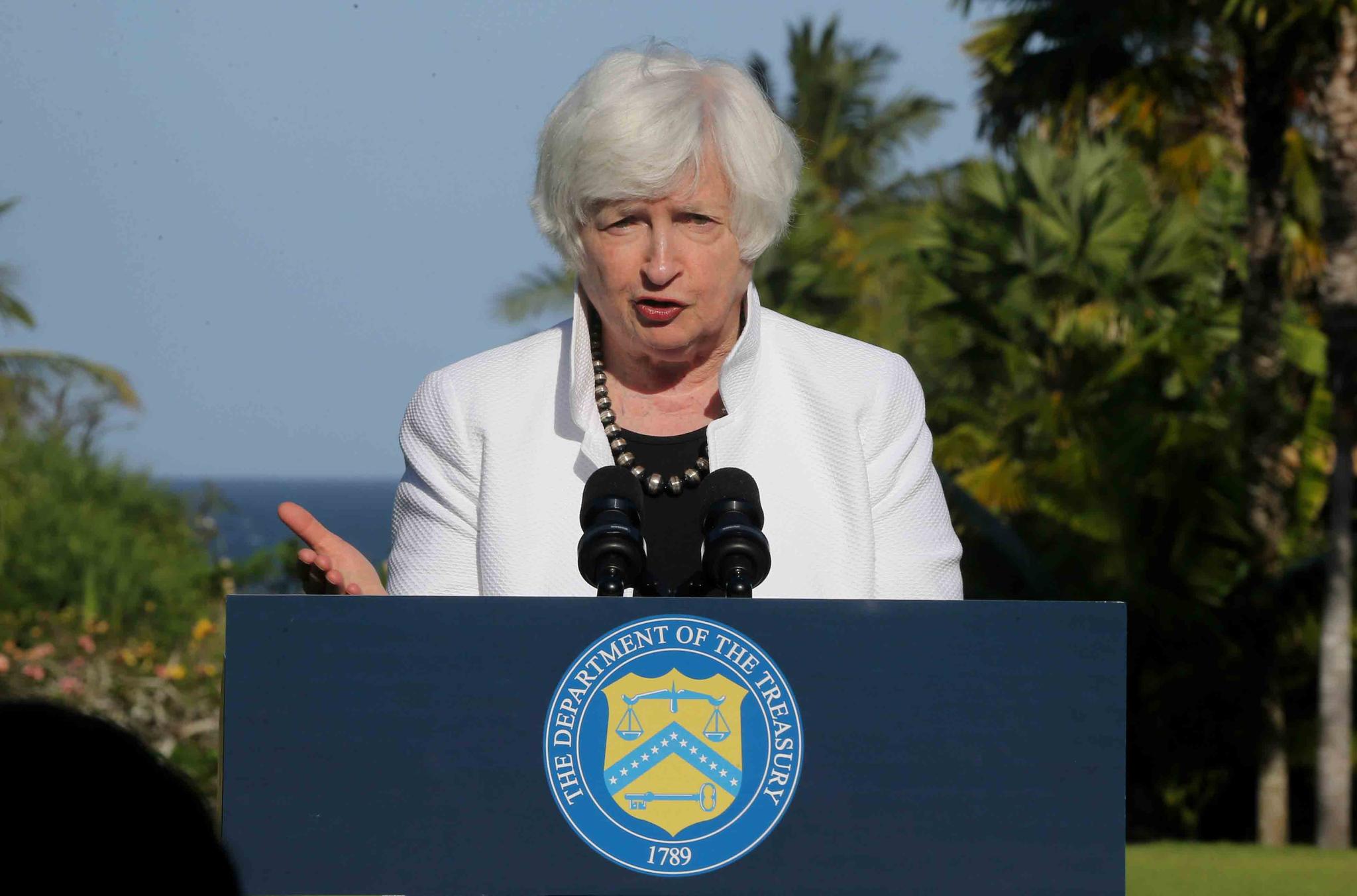U.S. Treasury Secretary Janet Yellen speaks during a news conference in Nusa Dua, Bali, Indonesia on Thursday, July 14, 2022