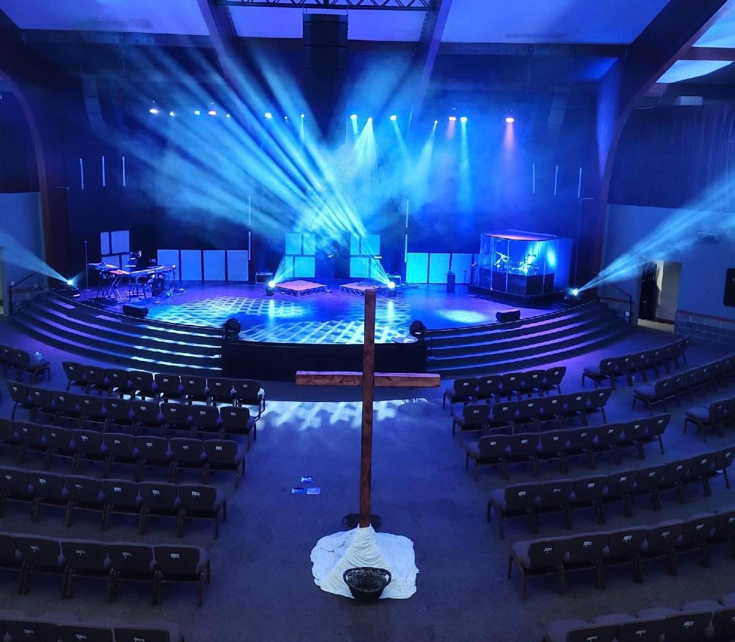 12-foot cross in sanctuary