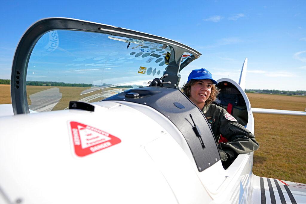 teen pilot in plane