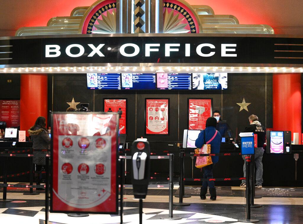 Image of check in counters inside movie theater.