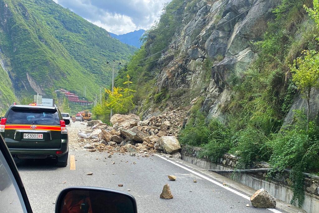 Triggering landslides and shaking buildings in the provincial capital of Chengdu, whose 21 million residents are already under a COVID-19 lockdown. 