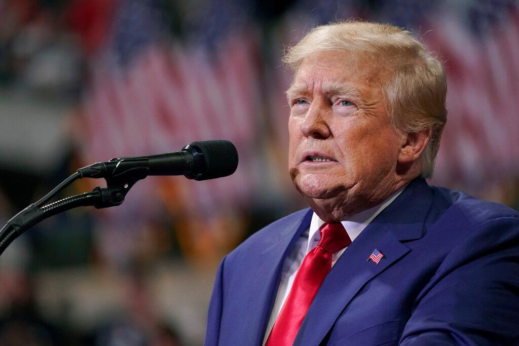 Former President Donald Trump speaks at a rally in Wilkes-Barre, Pa
