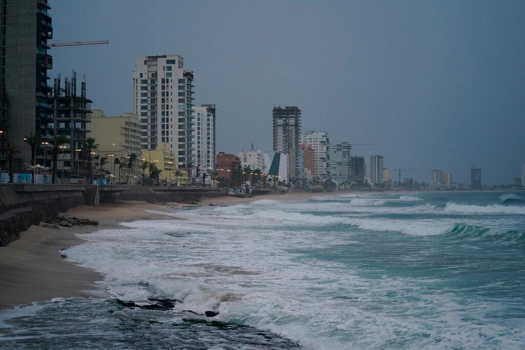 Skies are dark along the coast of Mazatlan, Mexico
