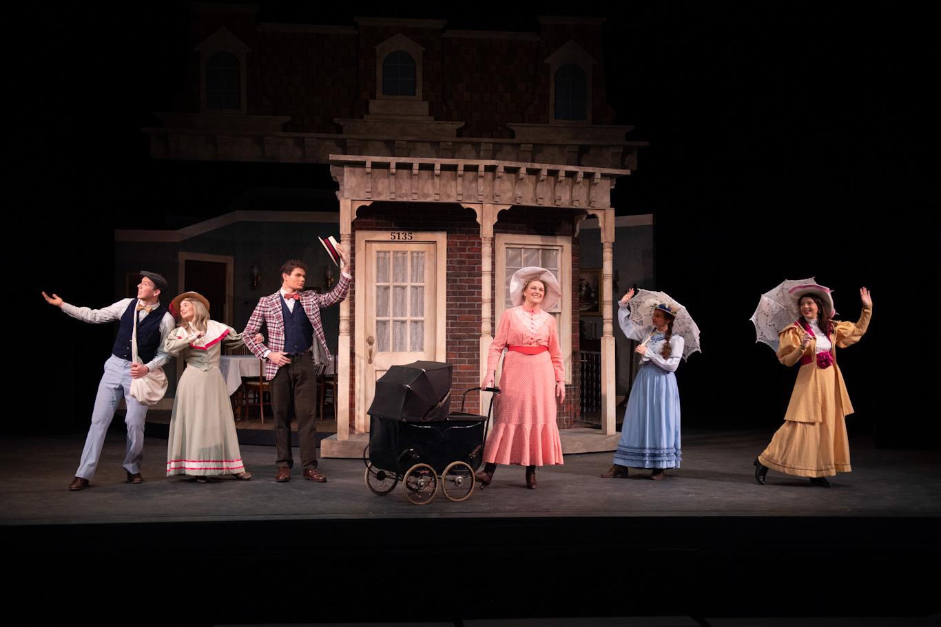 Summer Lange (center) in Cedarville University's performance of Meet Me in St. Louis, 2022 