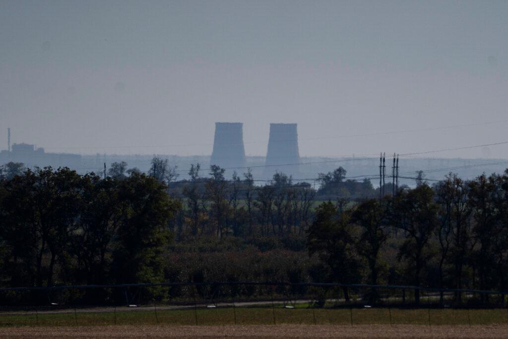 Zaporizhzhia nuclear power plant is seen from around twenty kilometers away in an area in the Dnipropetrovsk region, Ukraine