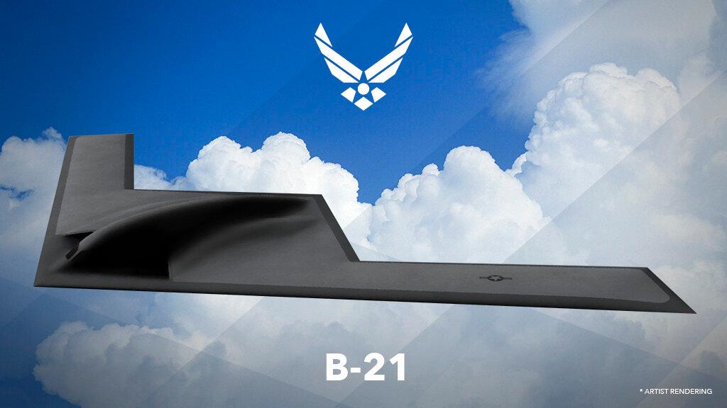 Artist rending provided by the U.S. Air Force shows a U.S. Air Force graphic of the Long Range Strike Bomber, designated the B-21.