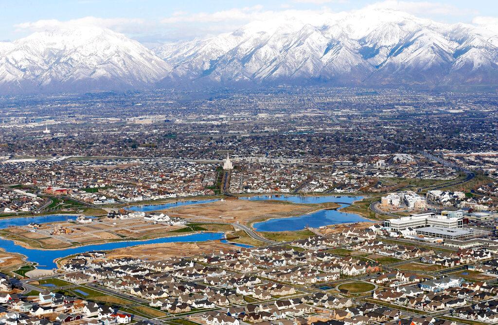 Homes in suburban Salt Lake City are shown, April 13, 2019.