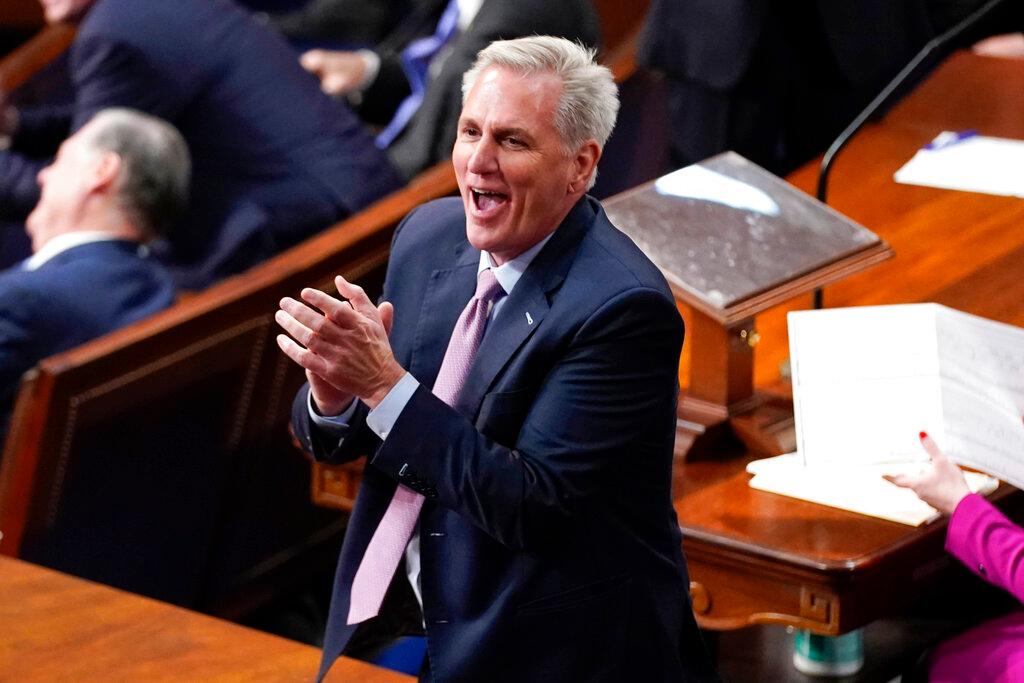 Rep. Kevin McCarthy, R-Calif., reacts during the 12th round of voting.