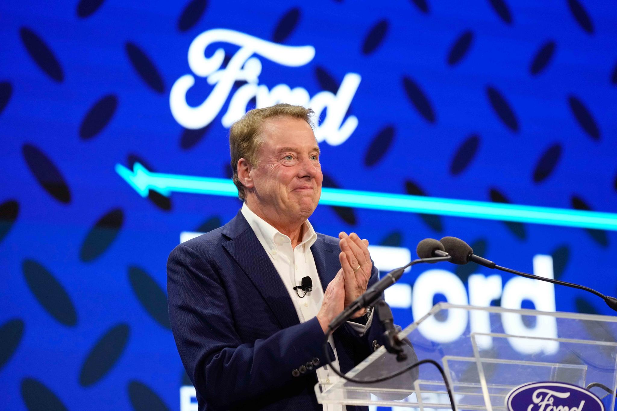 Ford Motor Co., executive chairman Bill Ford, announces the automaker's new BlueOval Battery Park, Monday, Feb. 13, 2023, in Romulus, Mich.