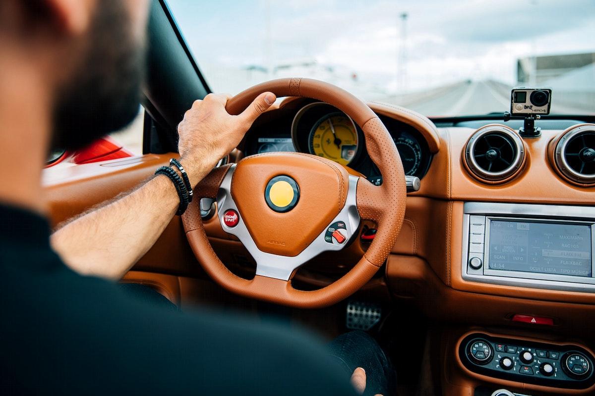 Man driving car