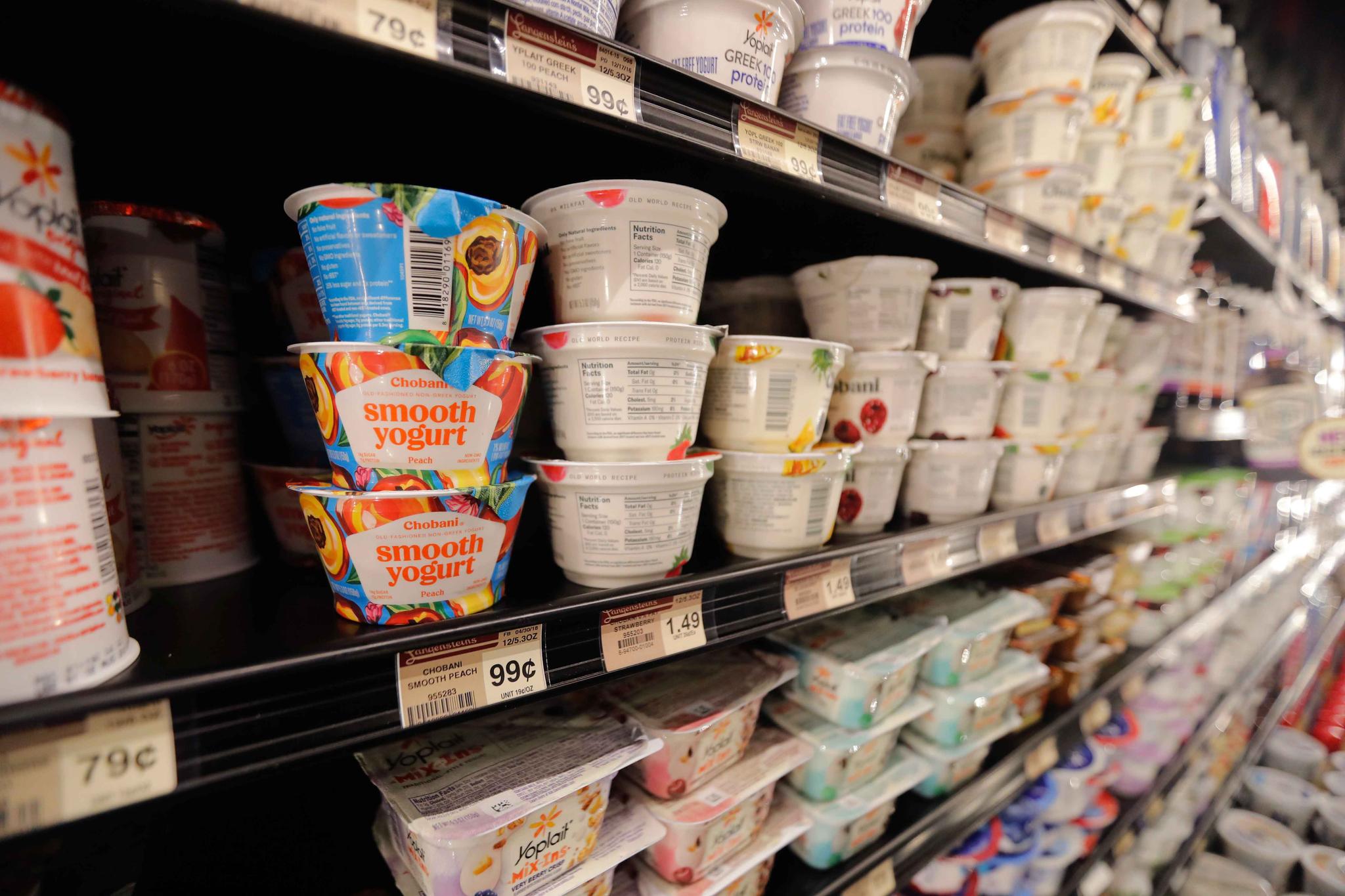 Yogurt display at market