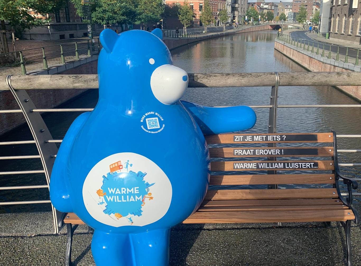 “Warme William,” a plastic bear offered by Belgian government to try and prevent suicides