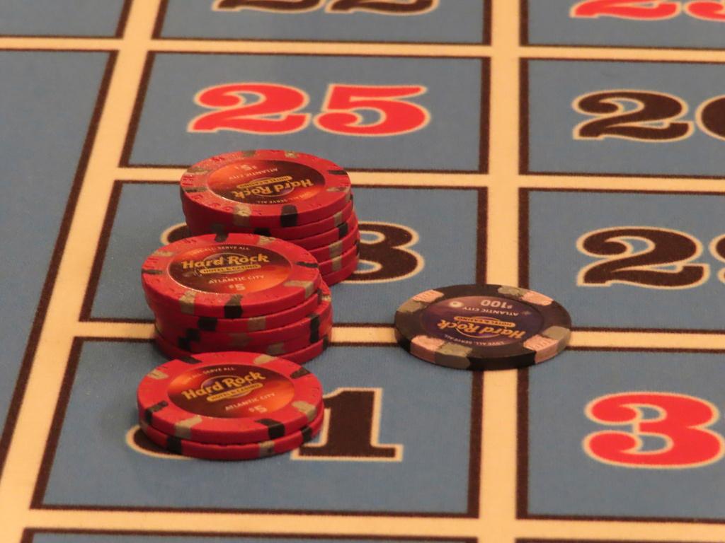 Chips sit on a roulette table at the Hard Rock casino in Atlantic City N.J.