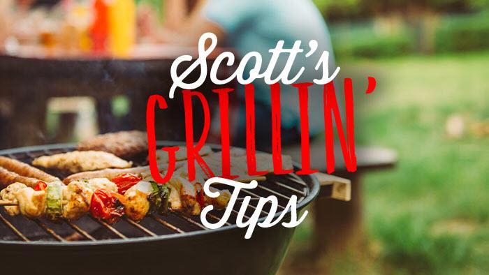 Scott's Grillin' Tips written in Barbecue on background