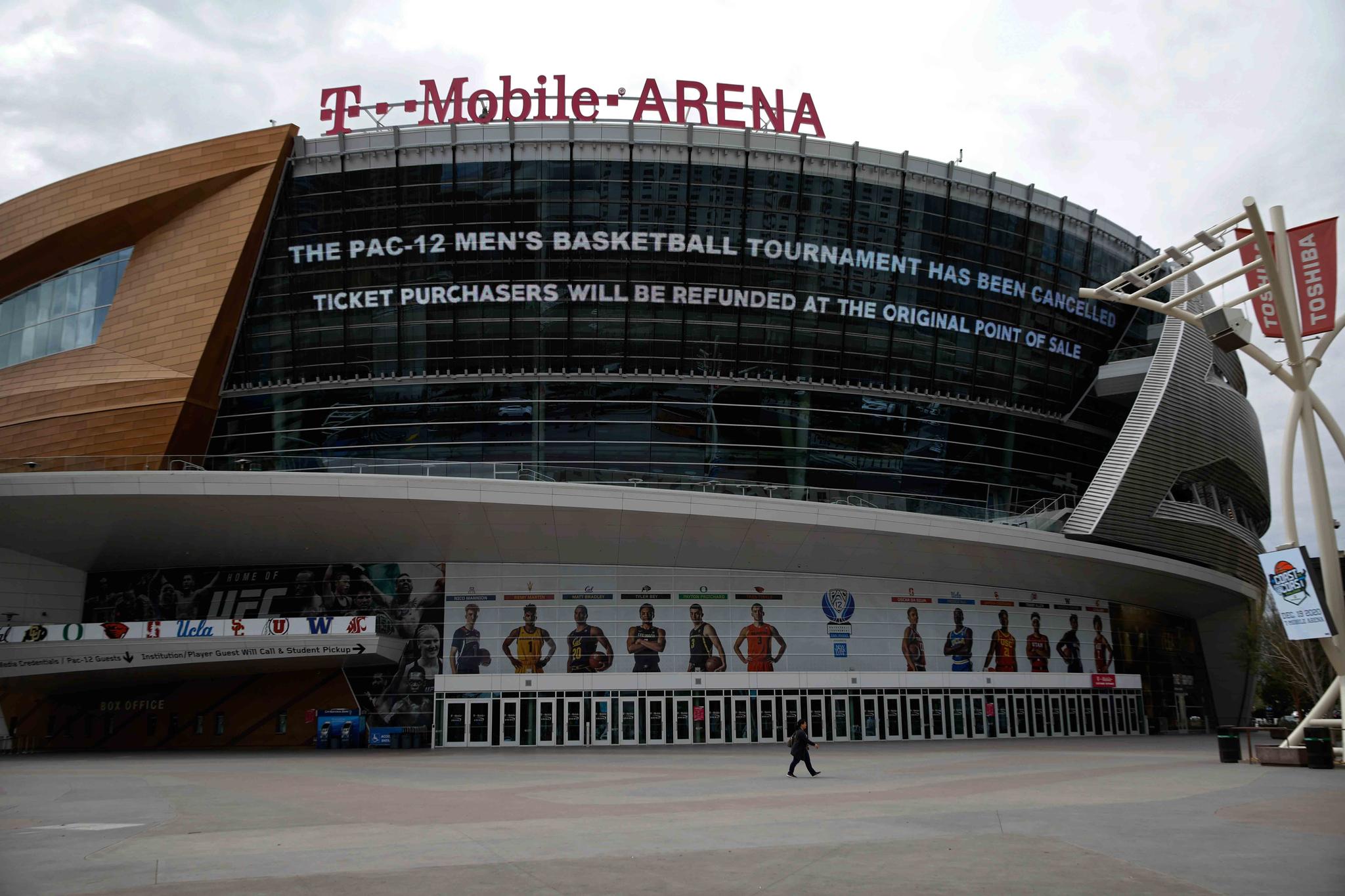 Exterior T-Mobile Arena game cancellation amid virus outbreak 