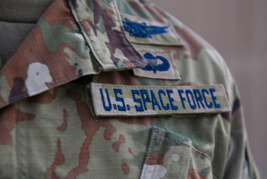 Space Force logo on uniform
