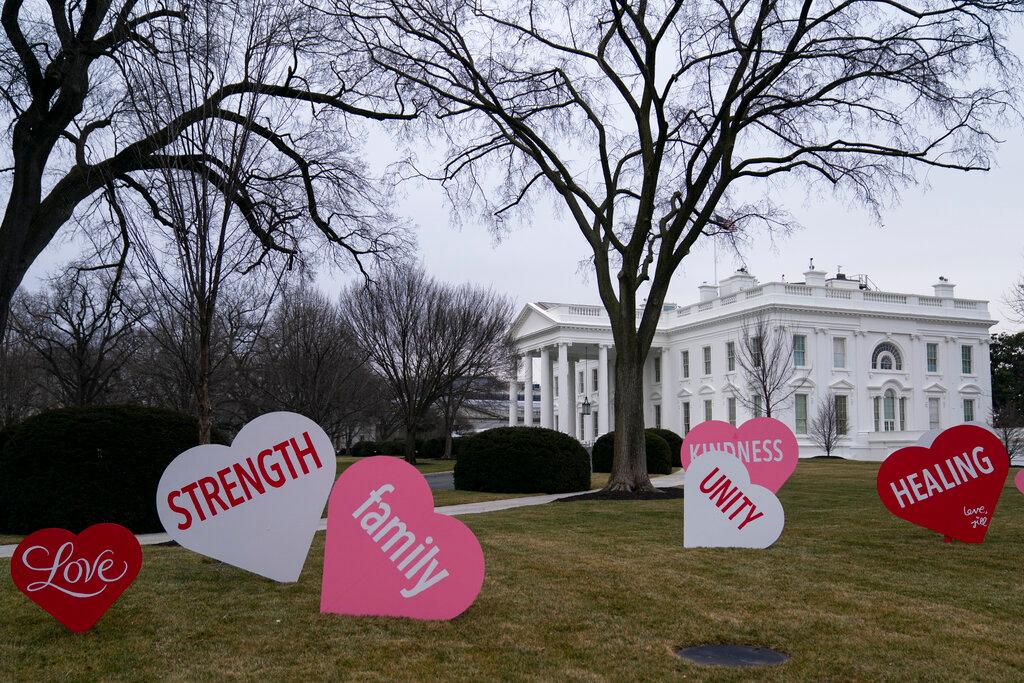Valentines Hearts On White House Lawn 