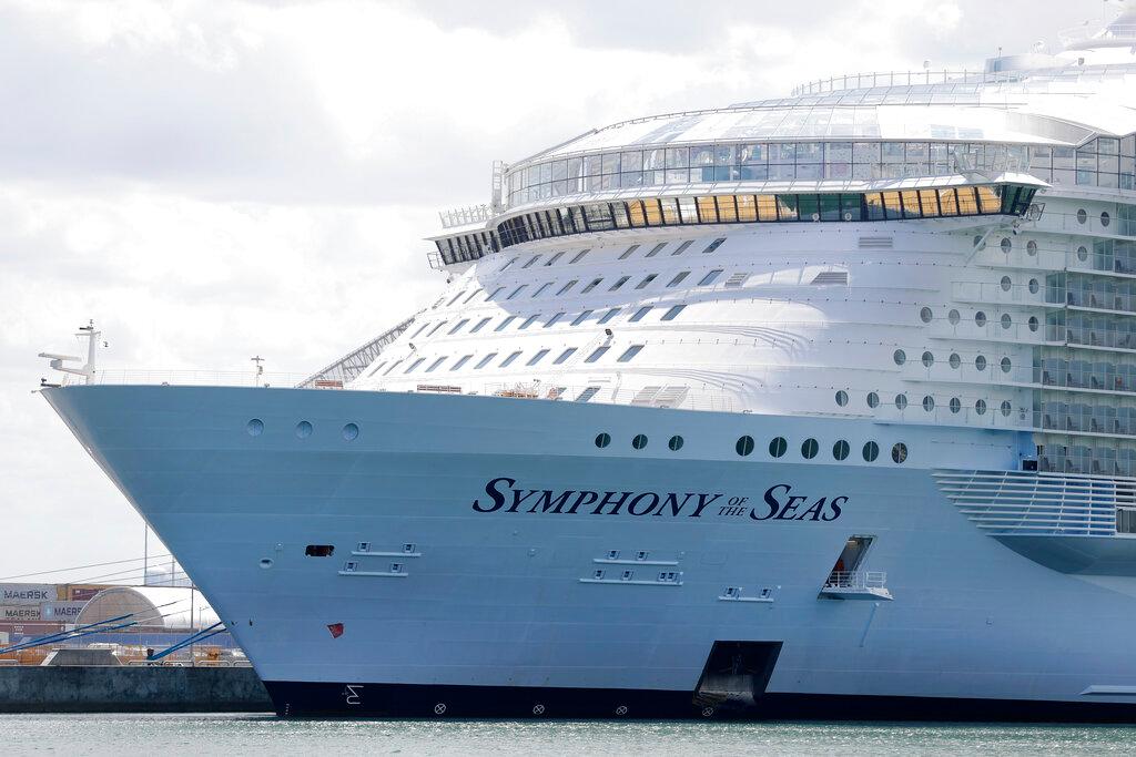 Symphony of the Seas cruise ship is shown docked at PortMiami