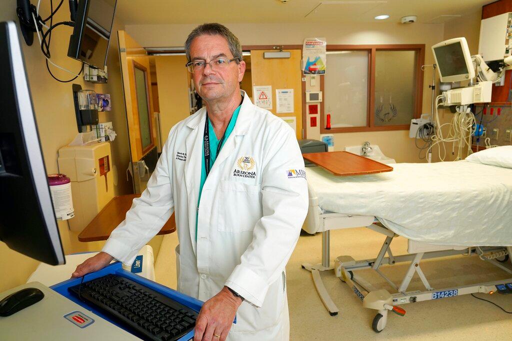 Arizona Burn Center Valleywise Health Director Dr. Kevin Foster in a Burn Center hospital room 