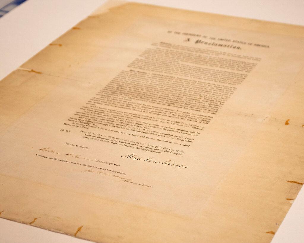 signed copy of Emancipation Proclamation