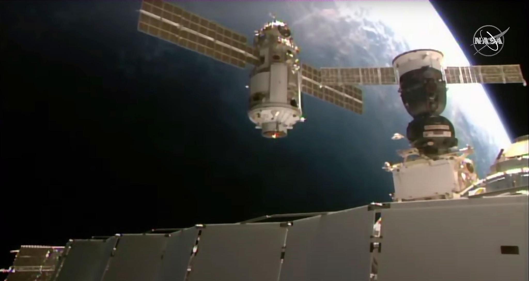 Nauka module as it approaches the International Space Station
